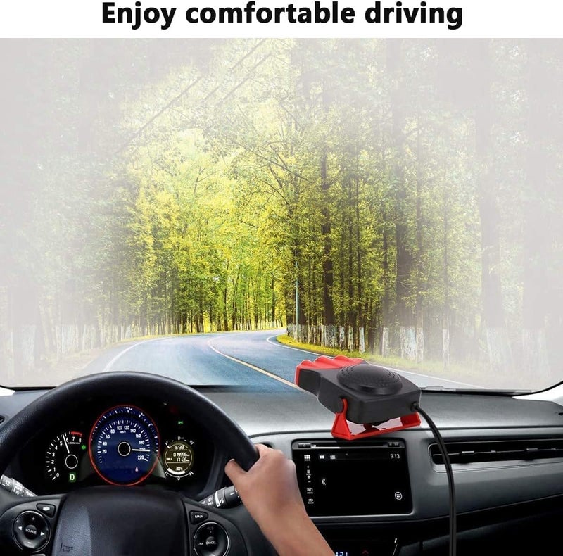 Leaflai Car Heater,12V Fast Heating Defrost Defogger, 2 in1 Fast Heating or Cooling Fan 150W Portable Car Heater(Red) - Image 2